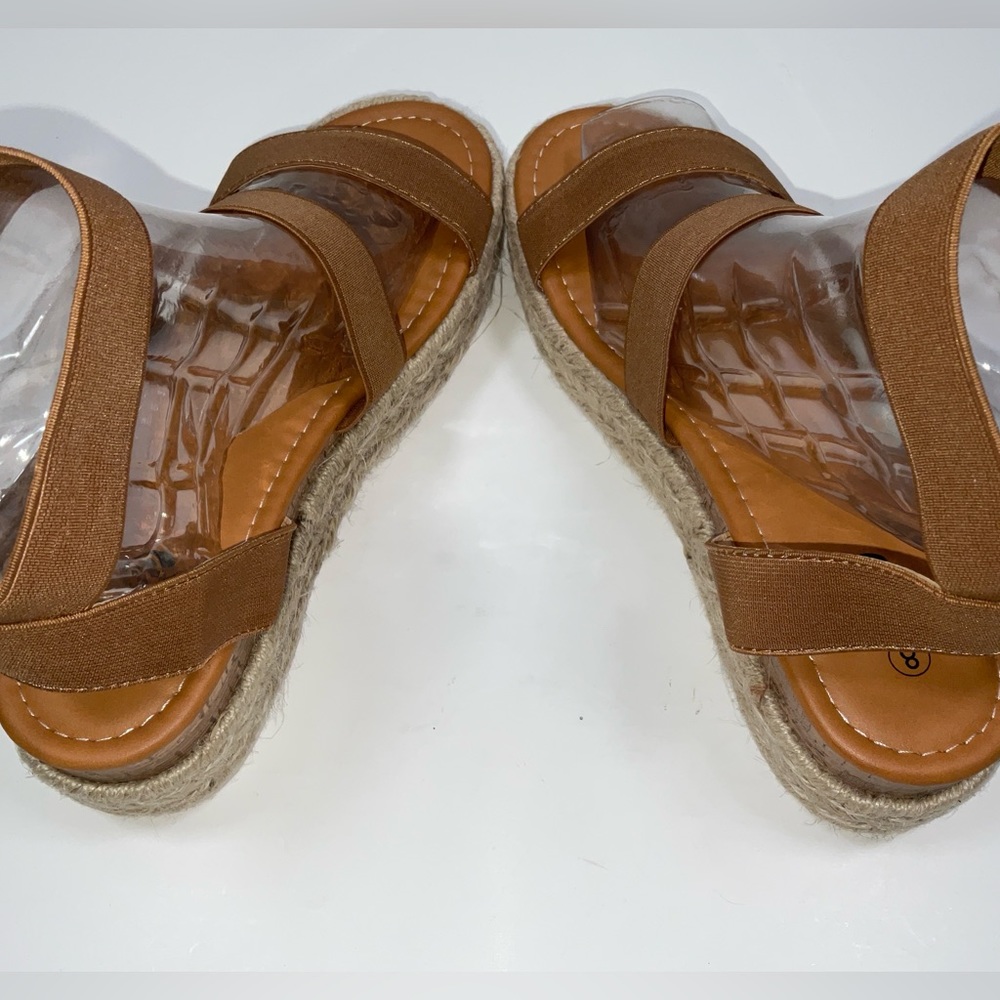 NIB Women’s Rekalya Espadrille Wedge Platform Sandals‎ Elastic Straps Beige 8 - Picture 5 of 9